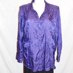 3X Maggie Barnes Purple Embroidered Satin Top EUC